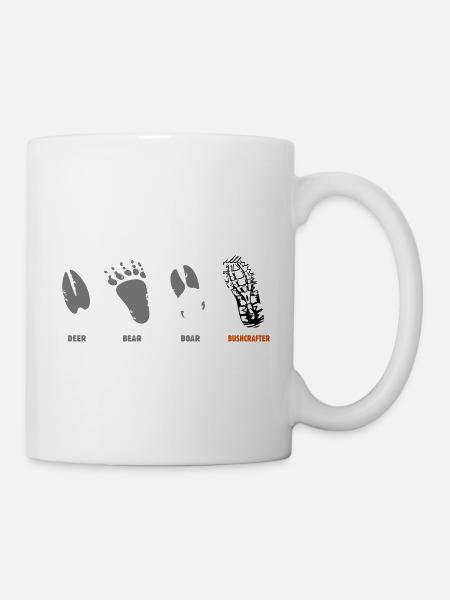 Bushcraft Survival Fußspuren Wald Wild Überleben - Tasse - Weiß