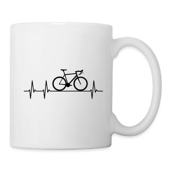 Herzschlag Rennrad Fahrrad Heartbeat Puls - Tasse - Weiß - Rechts