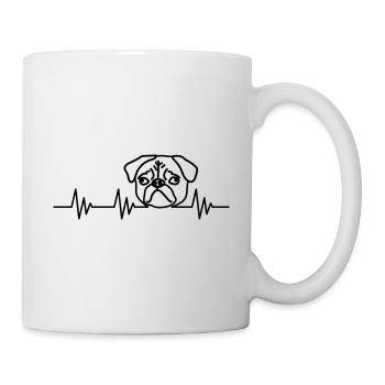 Vecteur de pulsation cardiaque carlin - Mug blanc - blanc - Droite
