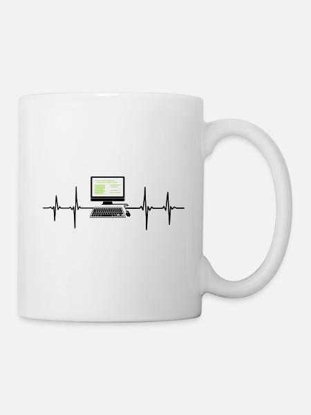 Computer EKG Herzschlag Programmierer PC Nerd - Tasse - Weiß