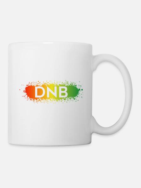 DNB Splat - Drum n Bass Junglist Rot Gelb Grün - Tasse - Weiß