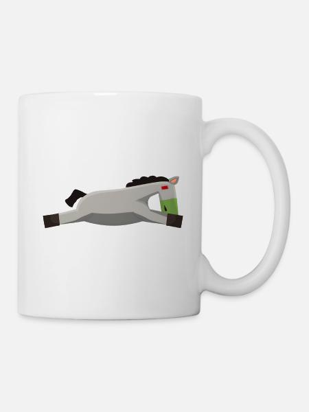 pferd schlapp platt burnout minimalistisch - Tasse - Weiß