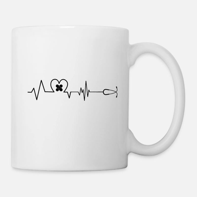 Infirmière battement de coeur stéthoscope cadeau - Mug blanc - blanc