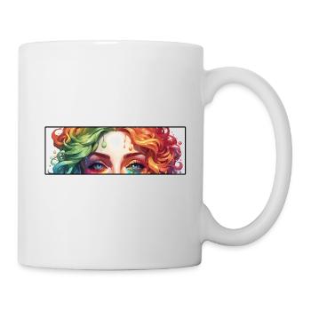Frau / hübsch / Porträt / buntes Haar / Model - Tasse - Weiß - Rechts