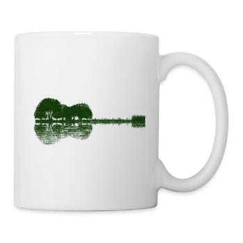 acoustic guitar - forest lake - nature - reflection - Mug - white - Right
