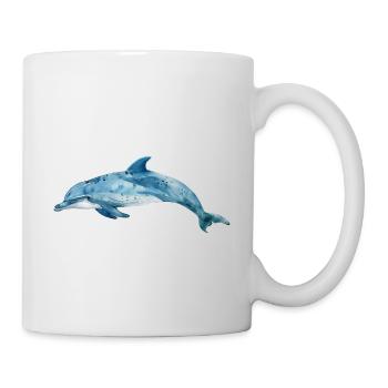 Aquarell Delphin - Tasse - Weiß - Rechts