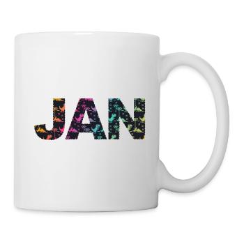 JAN - Beautiful boy name with dinosaur - Mug - white - Right