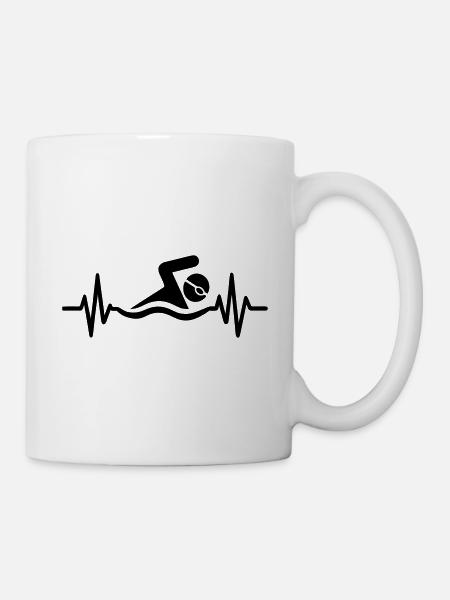 Battement de cœur de natation - Mug blanc - blanc