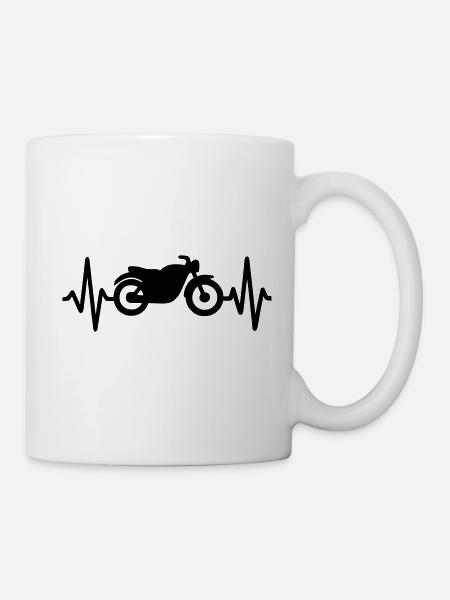 Vintage Motorrad Herzschlag - Tasse - Weiß