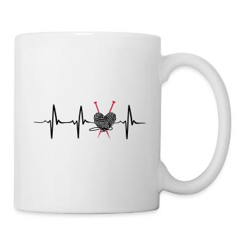 Heartbeat knitting lustig geschenk - Tasse - Weiß - Rechts