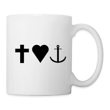 Glaube Liebe Hoffnung - Kreuz Herz Anker - Tasse - Weiß - Rechts