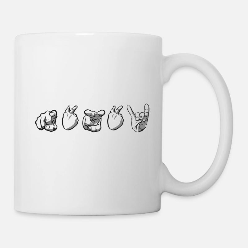 Hand-Talk-Schweigefuchs - Tasse - Weiß