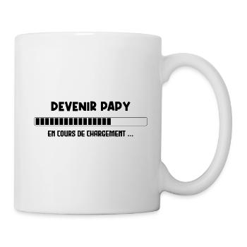 Devenir papy en cours de chargement - Mug blanc - blanc - Droite