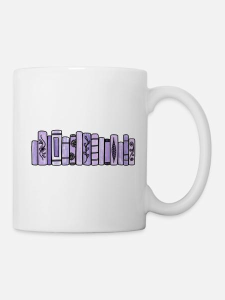 Lila Pastellbücher - Tasse - Weiß