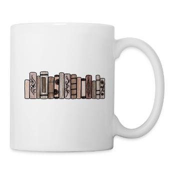 Braune Pastellbücher - Tasse - Weiß - Rechts