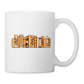 Orangefarbene Pastellbücher - Tasse - Weiß - Rechts