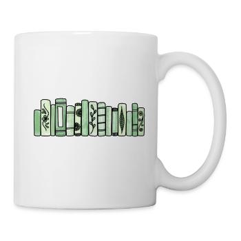 Grüne Pastellbücher - Tasse - Weiß - Rechts