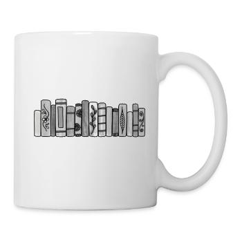 Graue Pastellbücher - Tasse - Weiß - Rechts