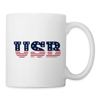 USB Amerka Flagge Computer Satire Humor - Tasse - Weiß - Rechts