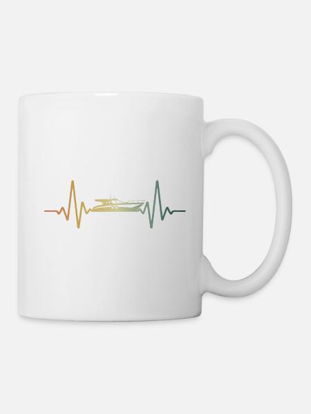 Heartbeat Bateau Bateau ECG Pulse - Mug blanc - blanc