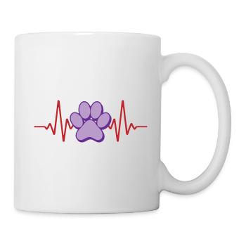 Herzschlag Pfote Hunde | Farben änderbar - Tasse - Weiß - Rechts
