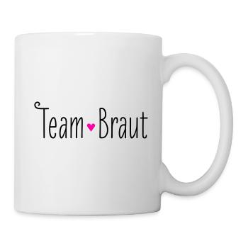 Team Braut rosa Herz Hochzeit Heirat Brautjungfer - Tasse - Weiß - Rechts