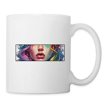 Frau / hübsch / Porträt / buntes Haar / Model - Tasse - Weiß - Rechts