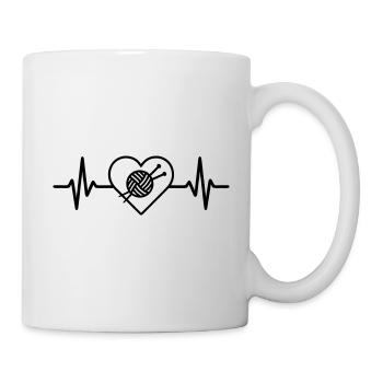 Knitting Wool Balls Heart - Mug - white - Right
