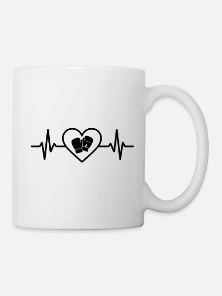 Boxen Englisch Boxhandschuhe Herz - Tasse - Weiß