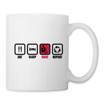 Eat Sleep Rave, DJ, DJ, Electro, Clubbing, Clubber - Tasse - Weiß - Rechts