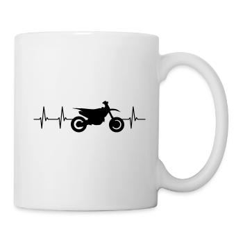 Herzschlag Supermoto Motorrad Sumo Heartbeat - Tasse - Weiß - Rechts