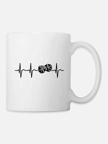 Herzschlag Würfel EKG Würfeln Spielwürfel - Tasse - Weiß