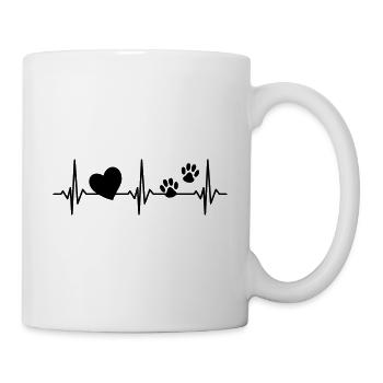 Battements de coeur Patte Amour du chien Patte de chien pattes - Mug blanc - blanc - Droite