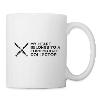 My heart belongs to a hunting knife knife collector - Mug - white - Right