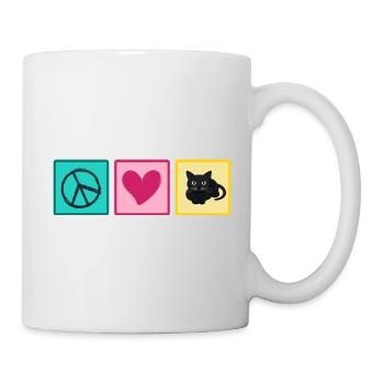 Katze Katzenhaar Mietzekatze "love peace cats" - Tasse - Weiß - Rechts