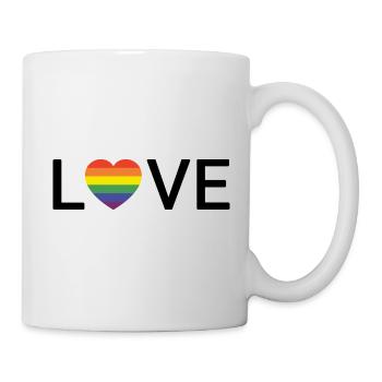 LOVE | Rainbow LGBTQIA Pride | schwarze Schrift - Tasse - Weiß - Rechts