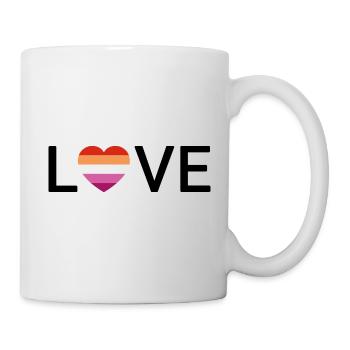 "LOVE" Herz Lesbian Pride | Schrift schwarz - Tasse - Weiß - Rechts