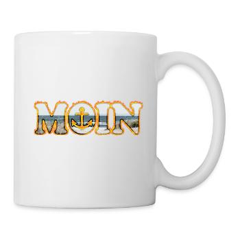 Moin est ce qu’on dit dans le nord de l’Allemagne | Lune en feu - Mug blanc - blanc - Droite