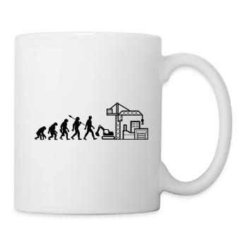 Evolution - Baustelle - Bauarbeiter - Tasse - Weiß - Rechts