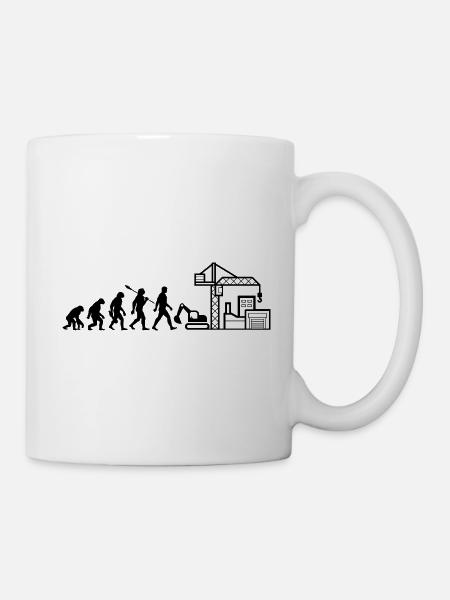Evolution - Baustelle - Bauarbeiter - Tasse - Weiß