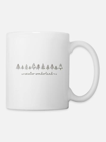 Pays des merveilles hivernales, Arbres de Noël Doodle, Noël - Mug blanc - blanc