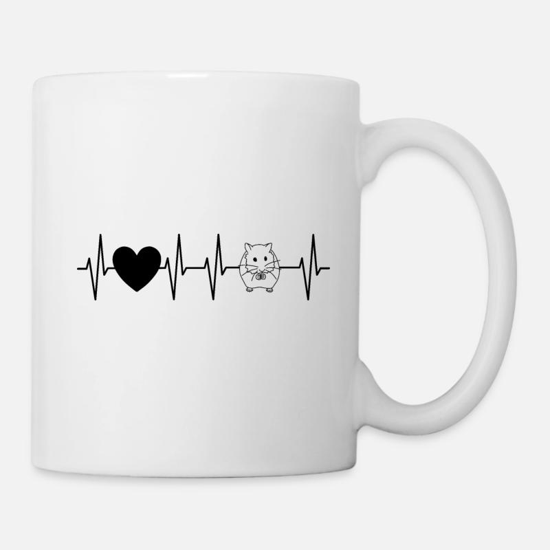Herzschlag Hamster Liebe - Geschenkidee - Tasse - Weiß