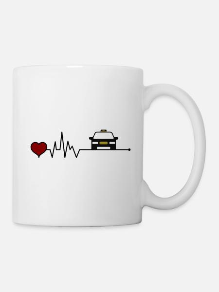 Taxi taxi chauffeur coeur battement de coeur - Mug blanc - blanc