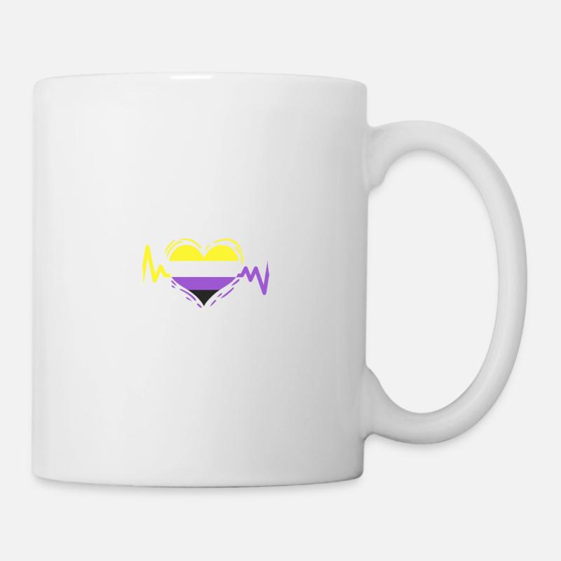 Nonbinary Pride Heartbeat Nonbinary Pride - Tasse - Weiß