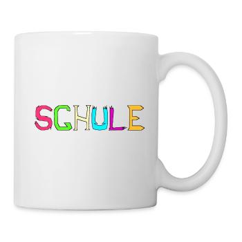 Schule Schriftzug bunt - Schule oder Freilerner - Tasse - Weiß - Rechts