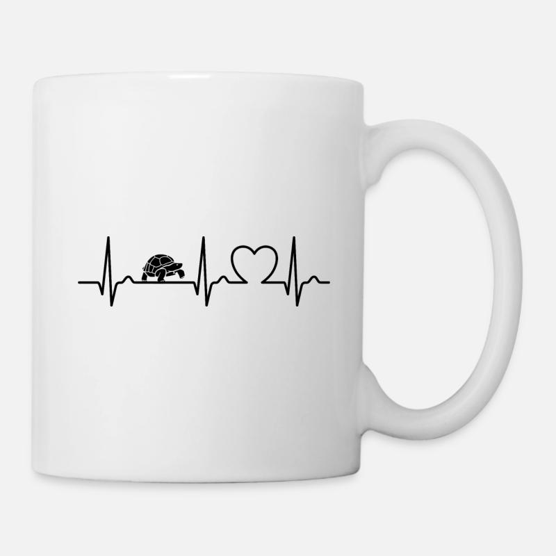 Courbe ECG - Courbe cardiaque - Pouls - Tortue - Mug blanc - blanc