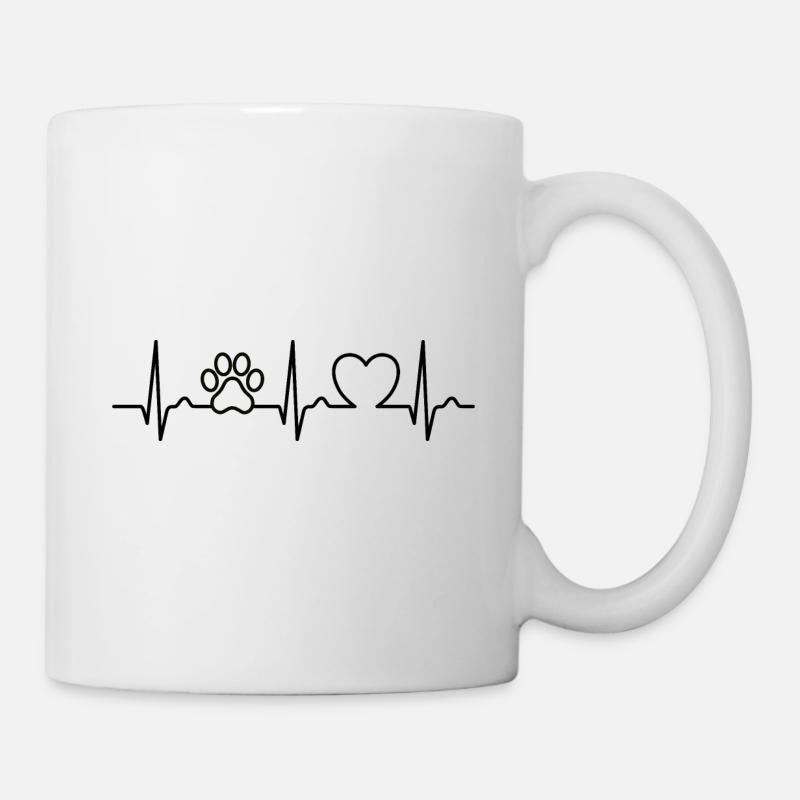 Heart Curve Dog - Patte de chien Fan Pet - Mug blanc - blanc