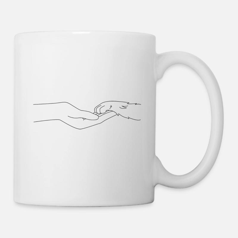 Eine menschliche Hand und eine Hunde Pfote - Tasse - Weiß
