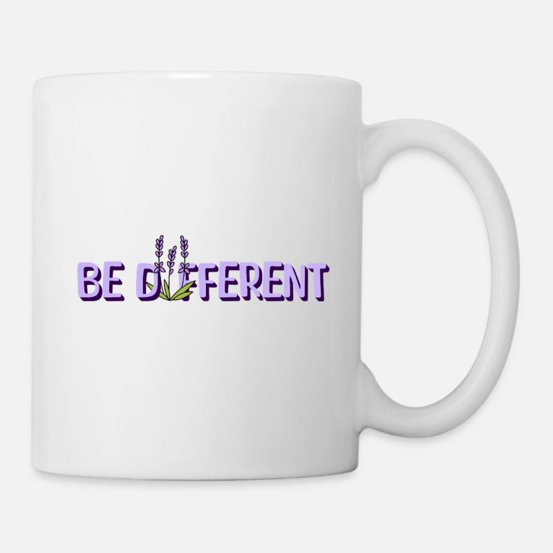 BE DIFFERENT – Lavendel Blumenliebe Affirmationen - Tasse - Weiß