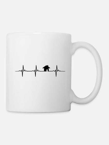 Haus Herzschlag Hausbau Architekt Makler Geschenk - Tasse - Weiß